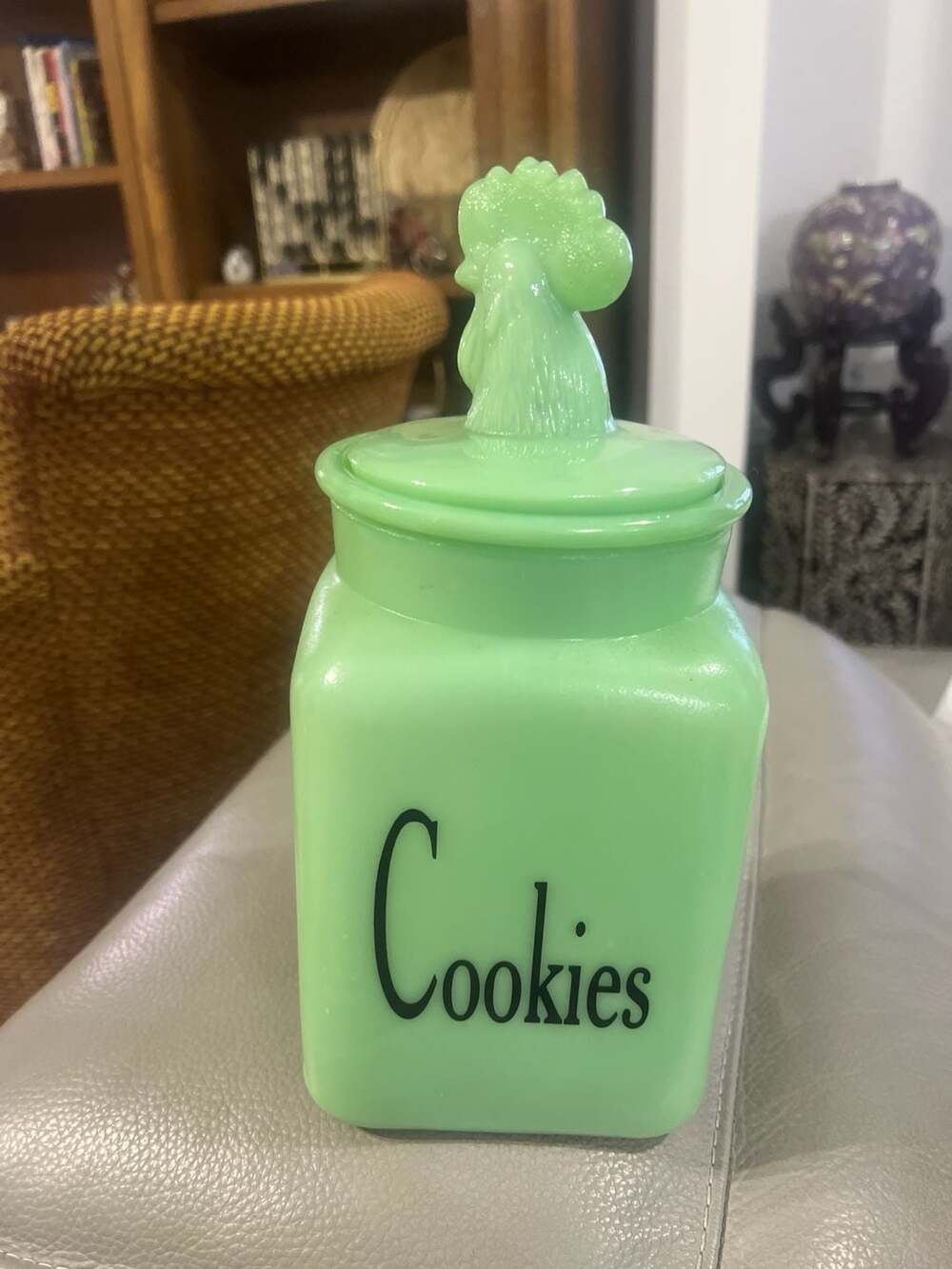 Vintage Retro Jadeite Rooster Cookie Jar Canister 90s Jadite